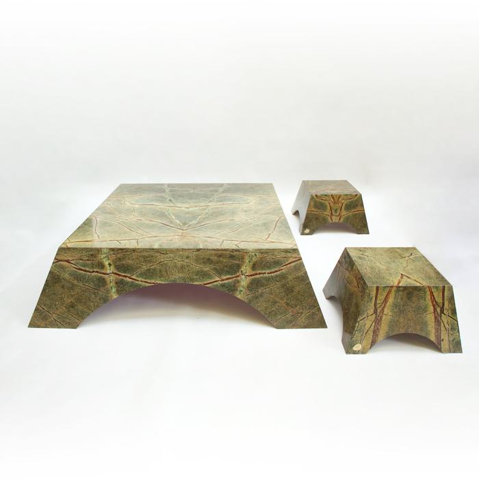 Table basse et Tabourets, "Collection Bridge"